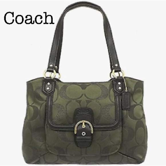 Coach Campbell Moss Green Signature Logo Large Satchel - Picture 1 of 16